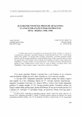 A. Glavičić: Jugokomunističkepresude Senjanima 1948.-1949. Senj. Zb. 22349-368