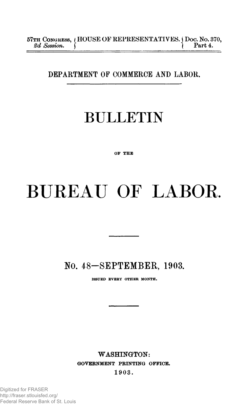 September 1903 : Bulletin of the United States Bureau of Labor, No