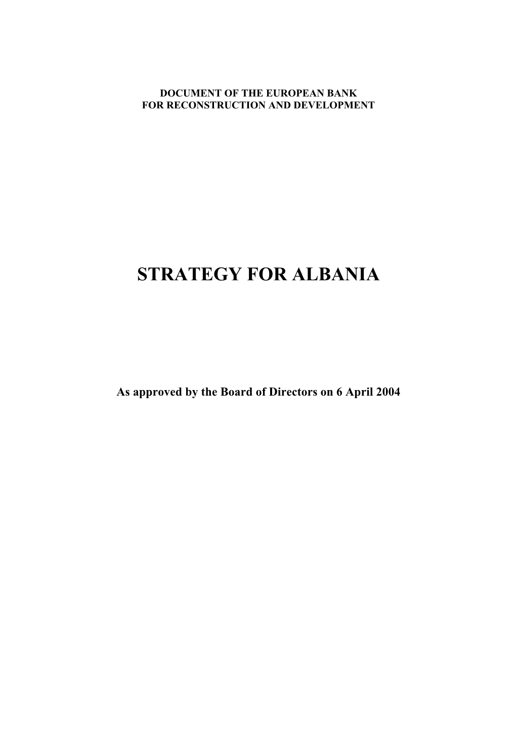 Strategy for Albania