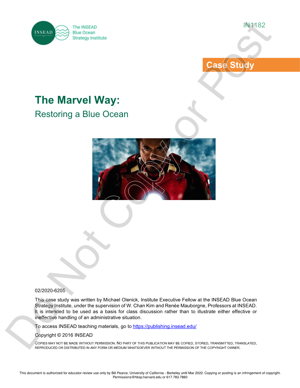 The Marvel Way: Restoring a Blue Ocean