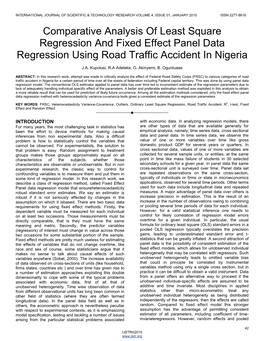 Comparative Analysis of Least Square Regression and Fixed Effect Panel Data Regression Using Road Traffic Accident in Nigeria