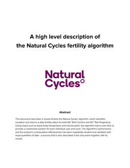A High Level Description of the Natural Cycles Fertility Algorithm