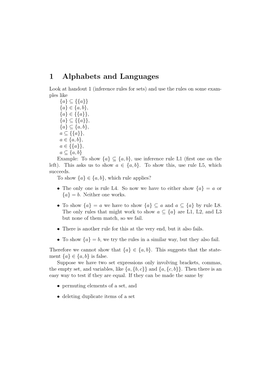 1 Alphabets and Languages