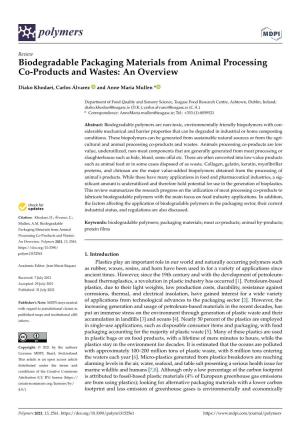 Biodegradable Packaging Materials from Animal Processing Co-Products and Wastes: an Overview
