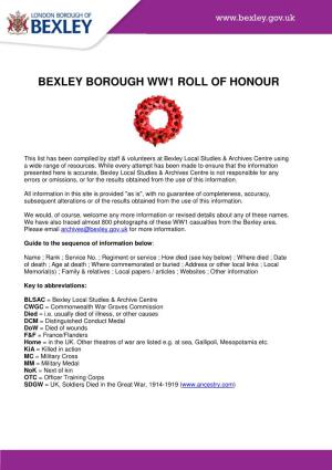 Bexley Borough WW1 Roll of Honour (PDF)