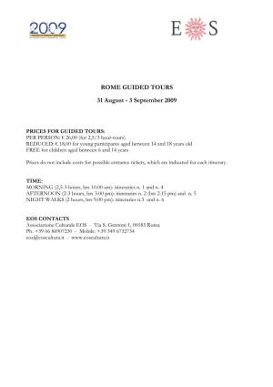 ROME GUIDED TOURS 31 August