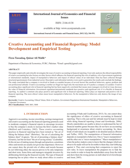 Creative Accounting and Financial Reporting: Model Development and Empirical Testing