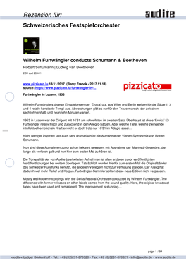 Rezension Für: Schweizerisches Festspielorchester