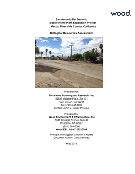 San Antonio Del Desierto Mobile Home Park Expansion Project Mecca, Riverside County, California