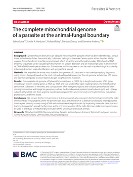 The Complete Mitochondrial Genome of a Parasite at the Animal-Fungal