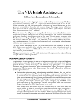 The VIA Isaiah Architecture G