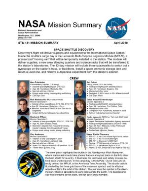 STS-131 MISSION SUMMARY April 2010