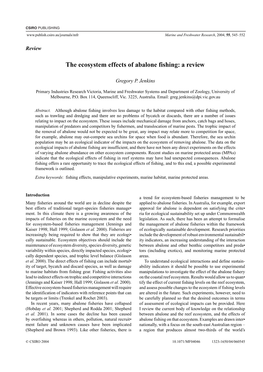 The Ecosystem Effects of Abalone Fishing: a Review