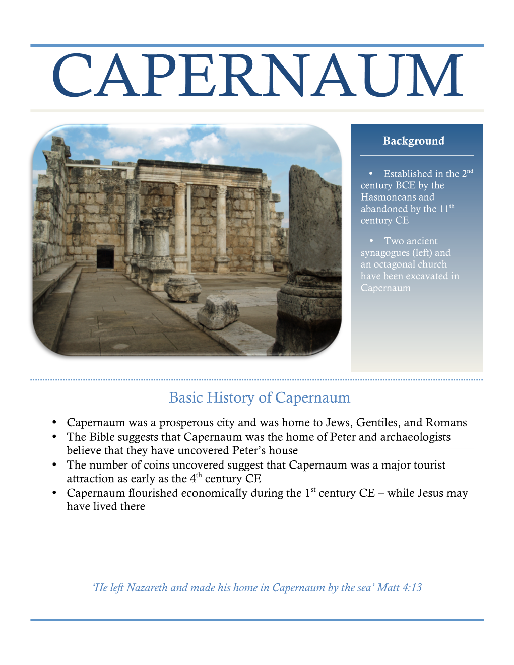 Basic History of Capernaum