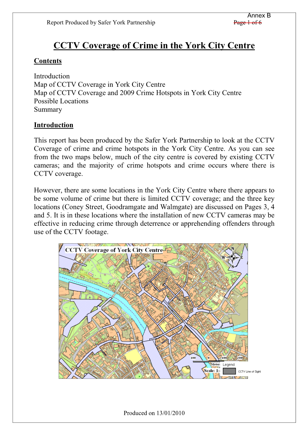 CCTV Coverage of Crime in the York City Centre Contents