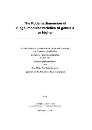 The Kodaira Dimension of Siegel Modular Varieties of Genus 3 Or Higher