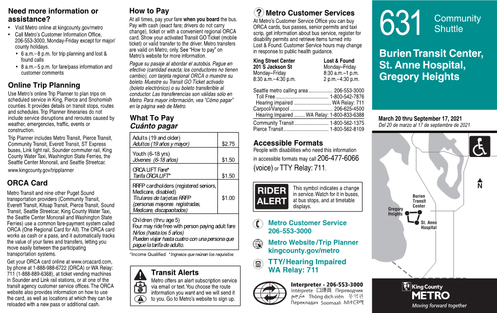 Burien Transit Center, St. Anne Hospital, Gregory Heights