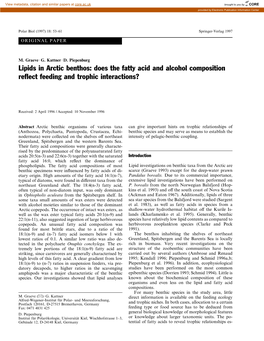 Lipids in Arctic Benthos: Does the Fatty Acid and Alcohol Composition Reflect Feeding and Trophic Interactions?