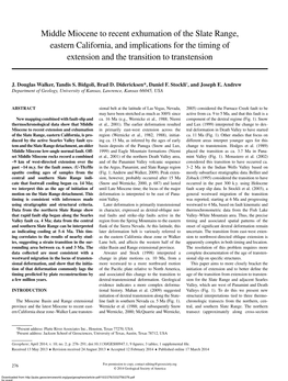 Middle Miocene to Recent Exhumation of the Slate Range, Eastern California, and Implications for the Timing of Extension and the Transition to Transtension