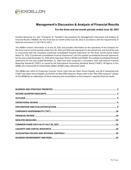 Management's Discussion & Analysis of Financial Results