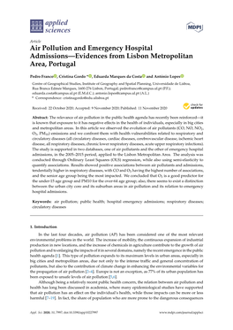 Air Pollution and Emergency Hospital Admissions—Evidences from Lisbon Metropolitan Area, Portugal