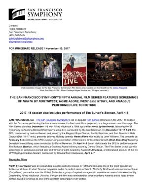 The San Francisco Symphony's Fifth Annual Film Series