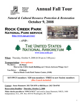 2008 Fall Tour Rock Creek and National Arboretum
