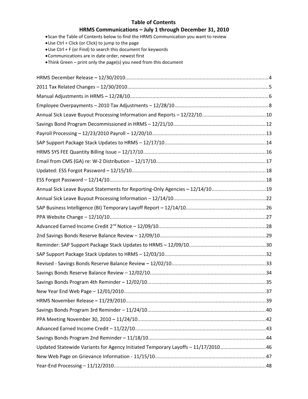 Employee Overpayments 2010 Tax Adjustments 12/28/10 8