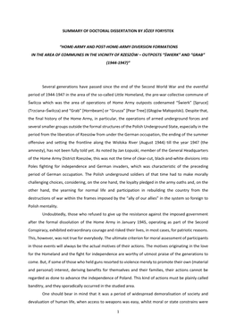 Summary of Doctoral Dissertation by Józef Forystek