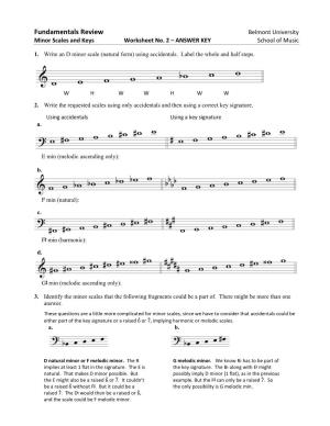 ANSWER KEY School of Music