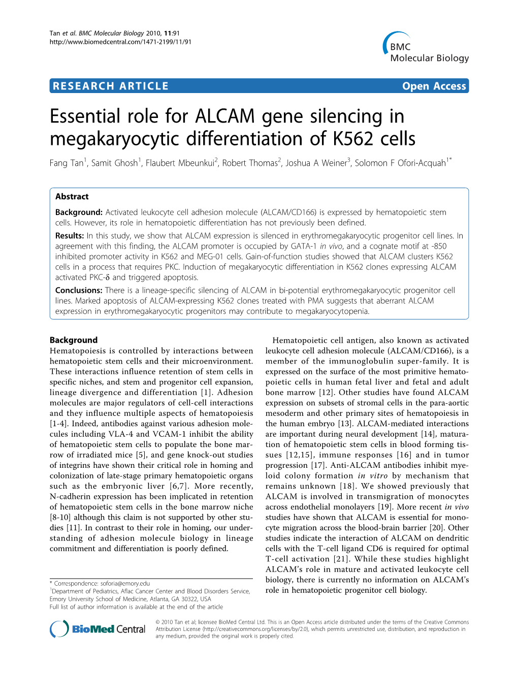 Essential Role for ALCAM Gene Silencing in Megakaryocytic