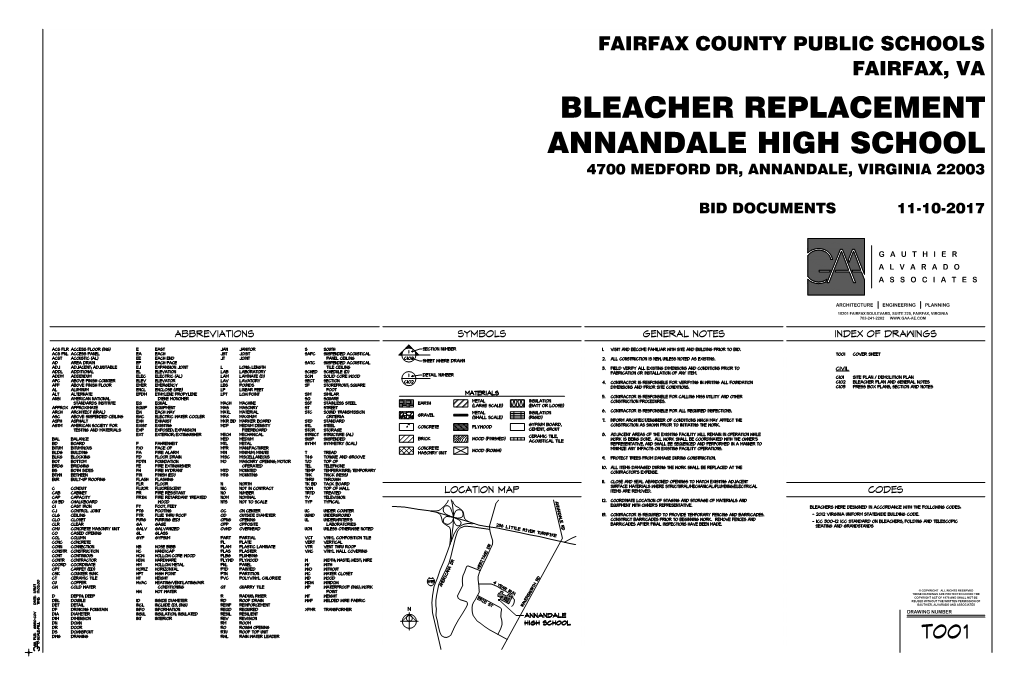 Fairfax County Public Schools Fairfax, Va Bleacher Replacement Annandale High School 4700 Medford Dr, Annandale, Virginia 22003