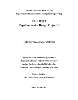 ECE 40600 Capstone Senior Design Project II 5HP Dynamometer Retrofit
