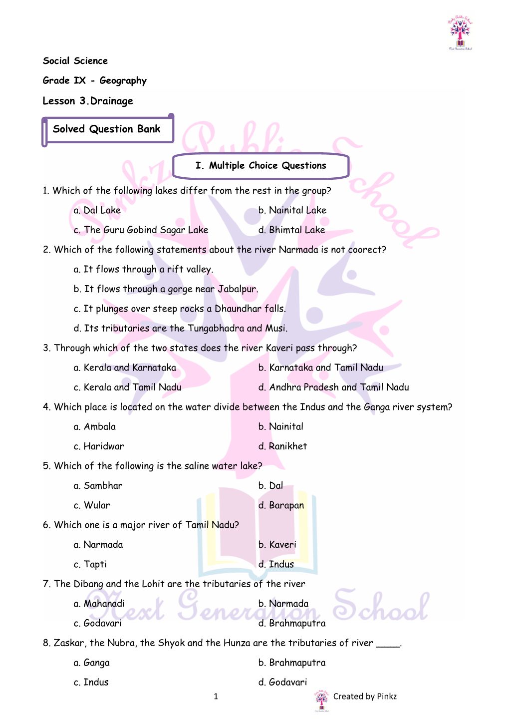 Lesson 3.Drainage Solved Question Bank