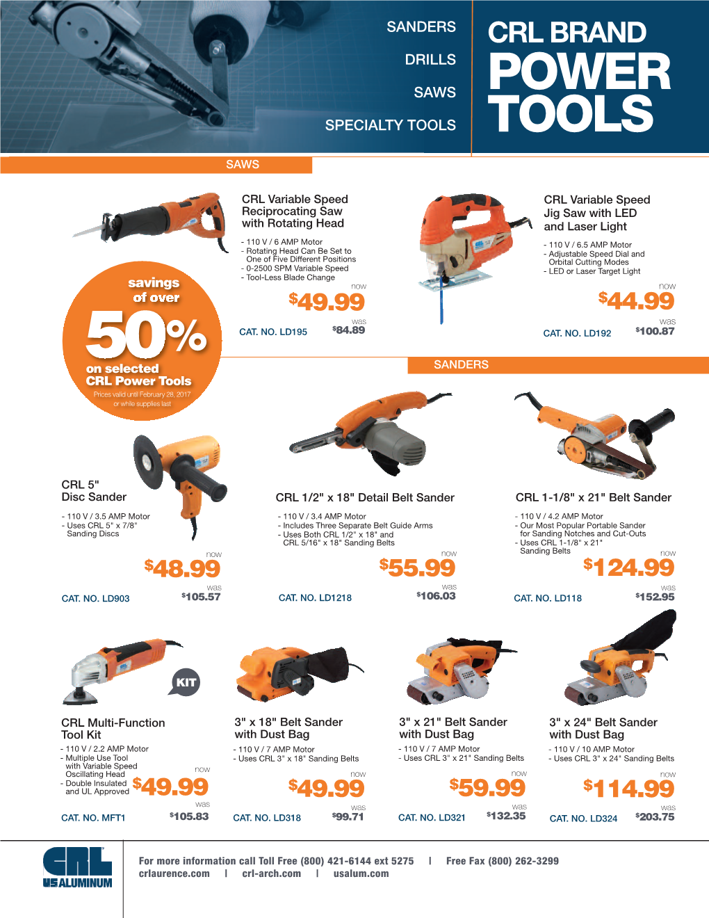 Power Tools Prices Valid Until February 28, 2017 Or While Supplies Last