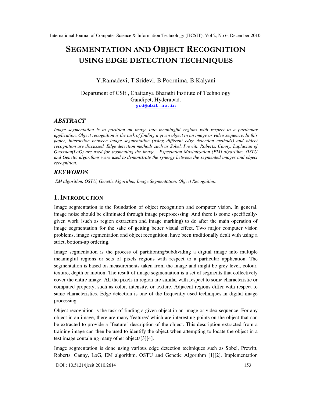 Segmentation and Object Recognition Using Edge Detection Techniques