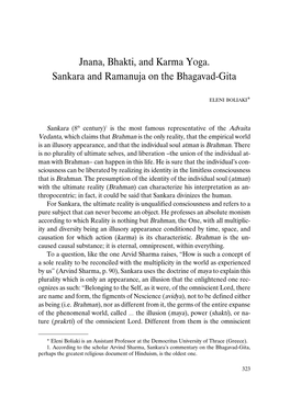 Jnana, Bhakti, and Karma Yoga. Sankara and Ramanuja on the Bhagavad-Gita