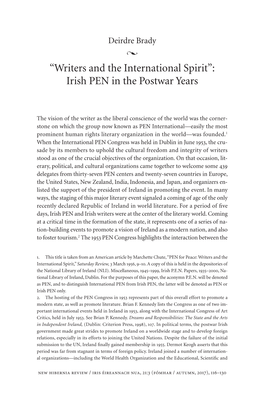 Irish PEN in the Postwar Years