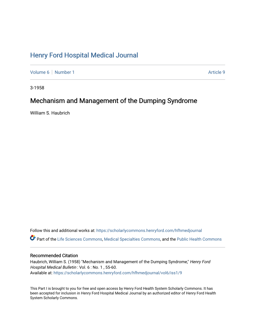 Mechanism and Management of the Dumping Syndrome