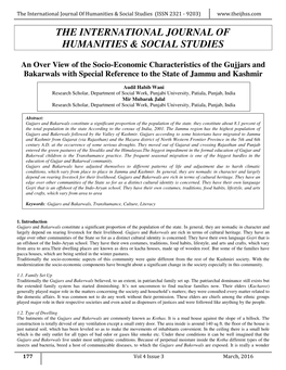 The International Journal of Humanities & Social Studies