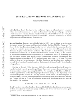 Some Remarks on the Work of Lawrence Ein