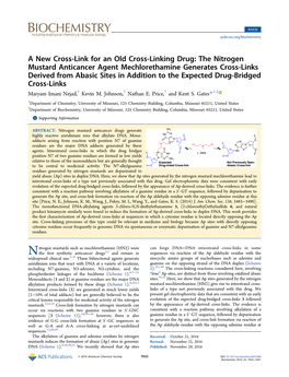The Nitrogen Mustard Anticancer Agent Mechlorethamine Generates Cross-Links Deri