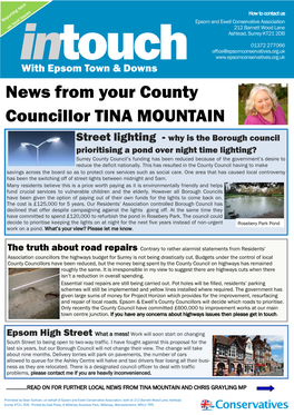 News from Your County Councillor TINA MOUNTAIN