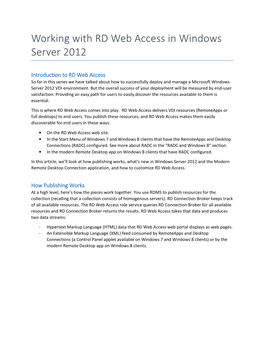 Working with RD Web Access in Windows Server 2012