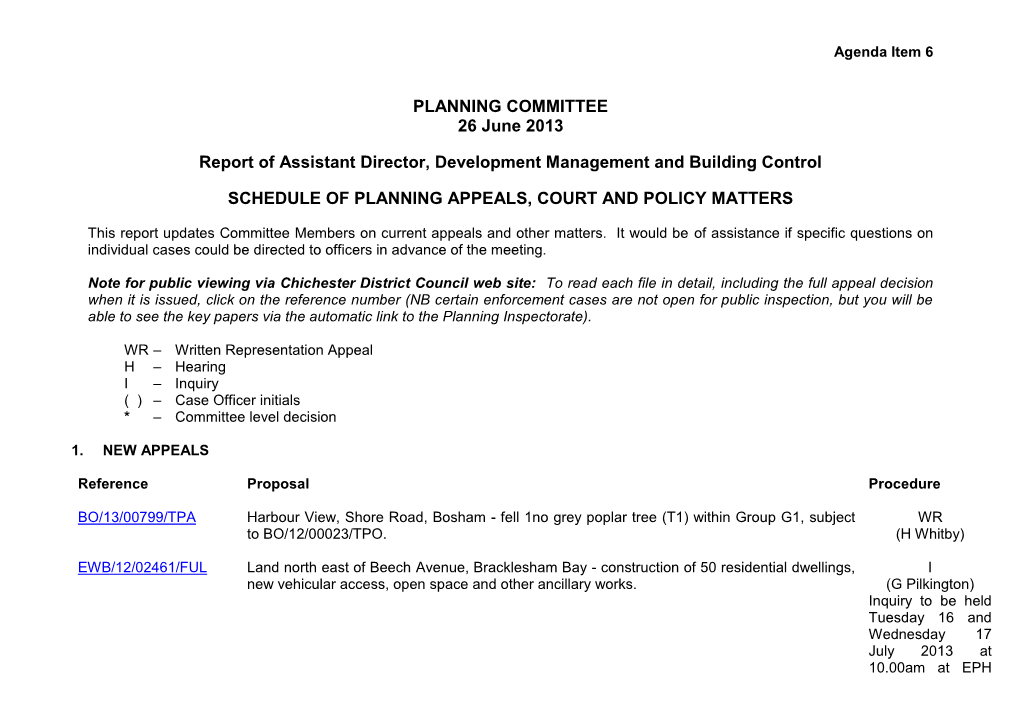 PLANNING COMMITTEE 26 June 2013 Report of Assistant Director