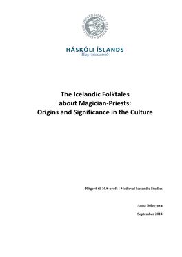 The Icelandic Folktales About Magician-Priests: Origins and Significance in the Culture