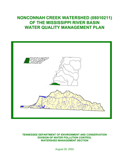 Nonconnah Creek Watershed (08010211) of the Mississippi River Basin Water Quality Management Plan