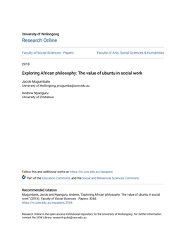 Exploring African Philosophy: the Value of Ubuntu in Social Work