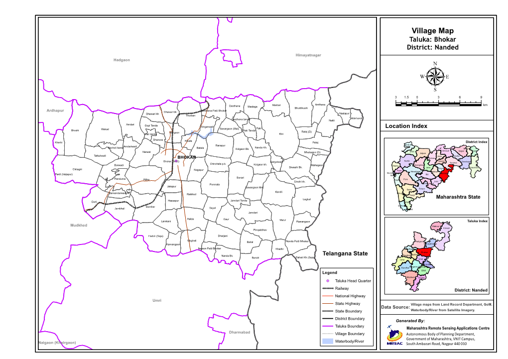 Village Map Taluka: Bhokar District: Nanded Himayatnagar Hadgaon Μ 3 1.5 0 3 6 9