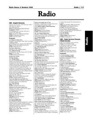 Media Names & Numbers 2006 Radio